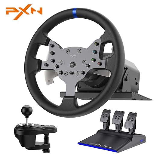 PXN V99 Race Steering Wheel with 3 Pedals and Gear Shifter