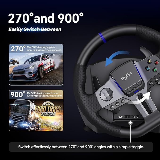 PXN-V9 GEN2 Racing Wheel with 3 Pedals and Gear Shifter